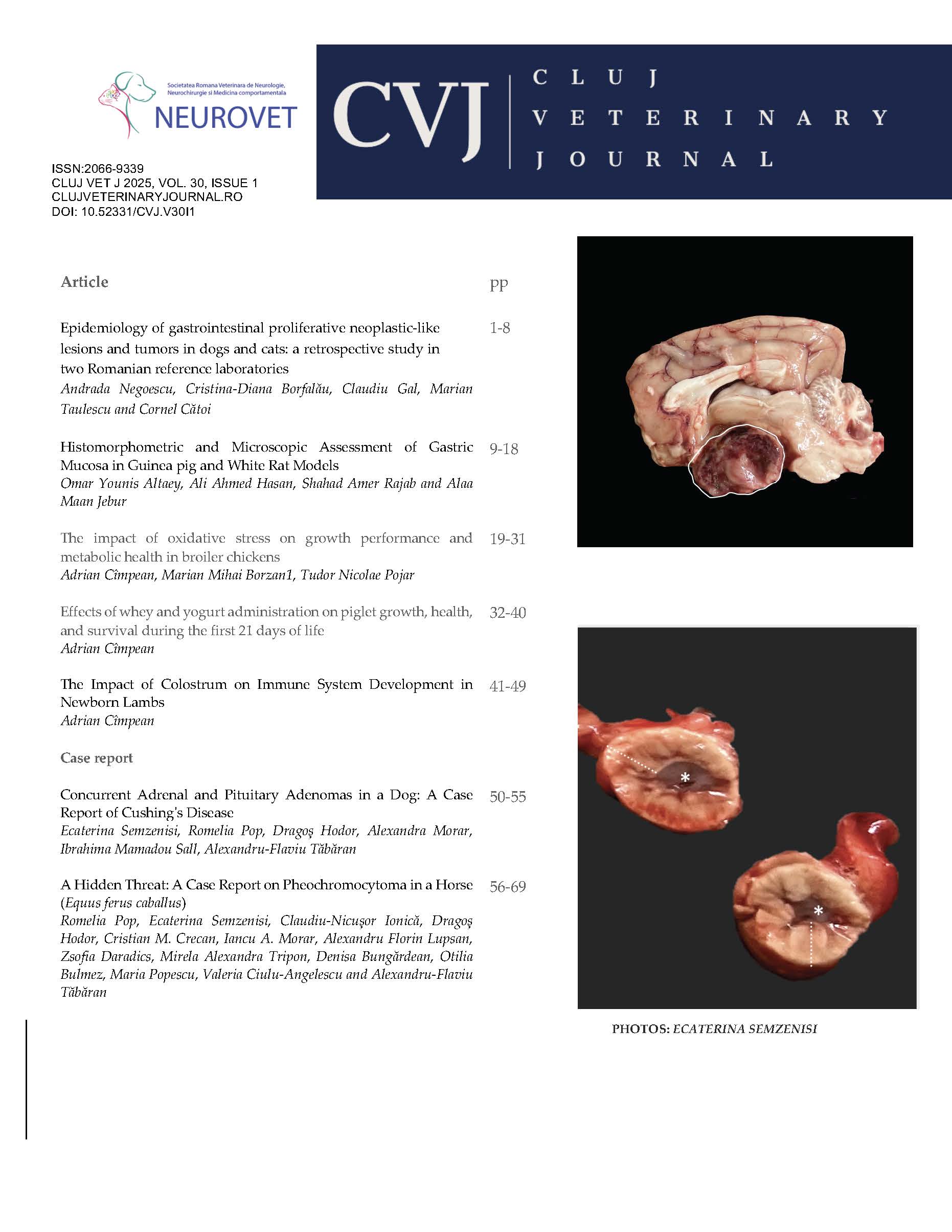 					View Vol. 30 No. 1 (2025): Cluj Veterinary Journal
				