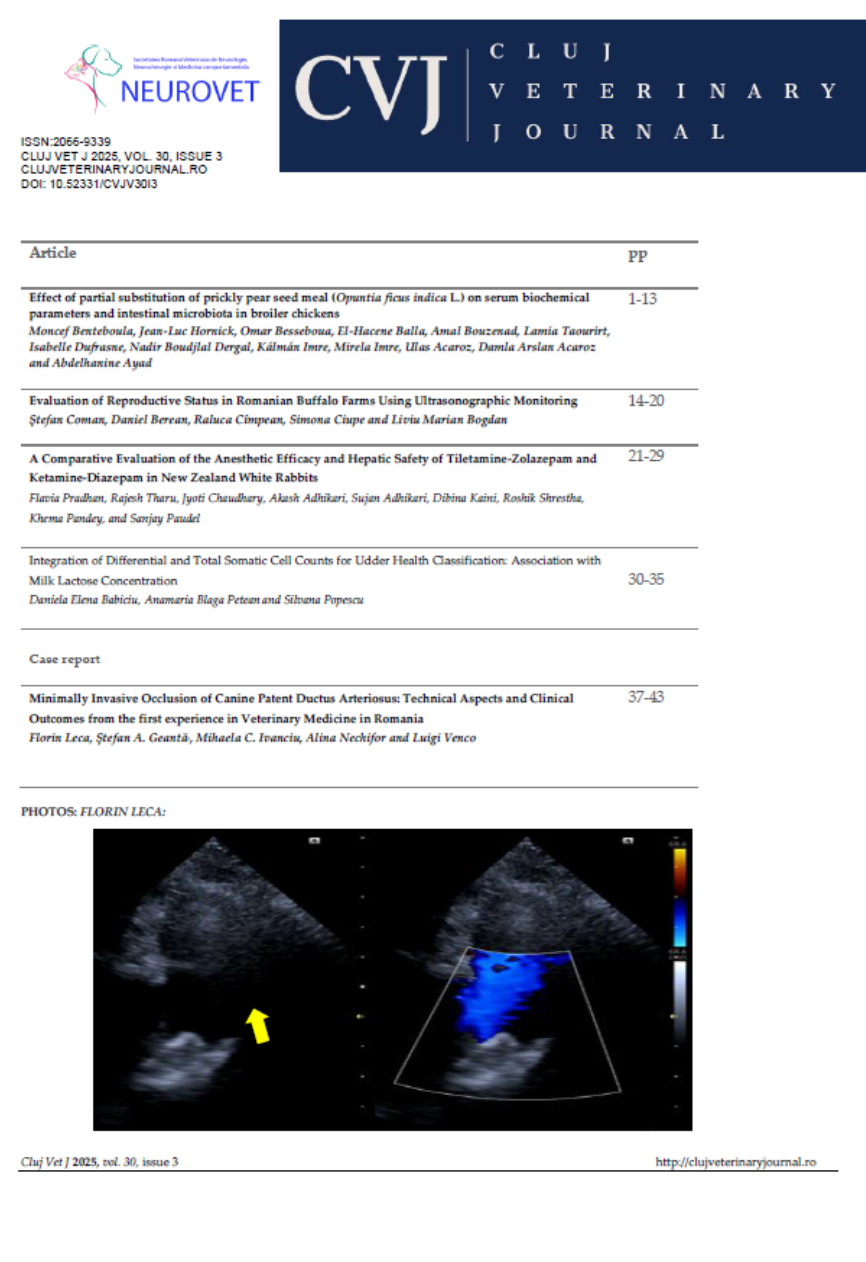 					View Vol. 30 No. 3 (2025): Cluj Veterinary Journal
				